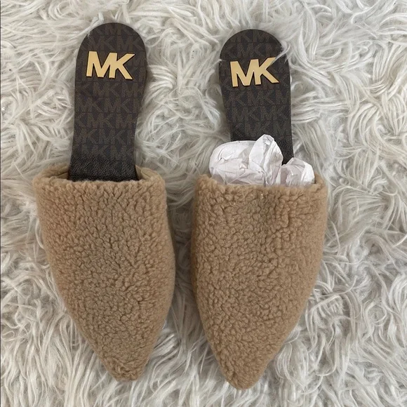 MICHAEL MICHAEL KORS Renee Pointed Toe Slip On Faux Fur Mule Slippers Shoes 10 - Picture 4 of 13